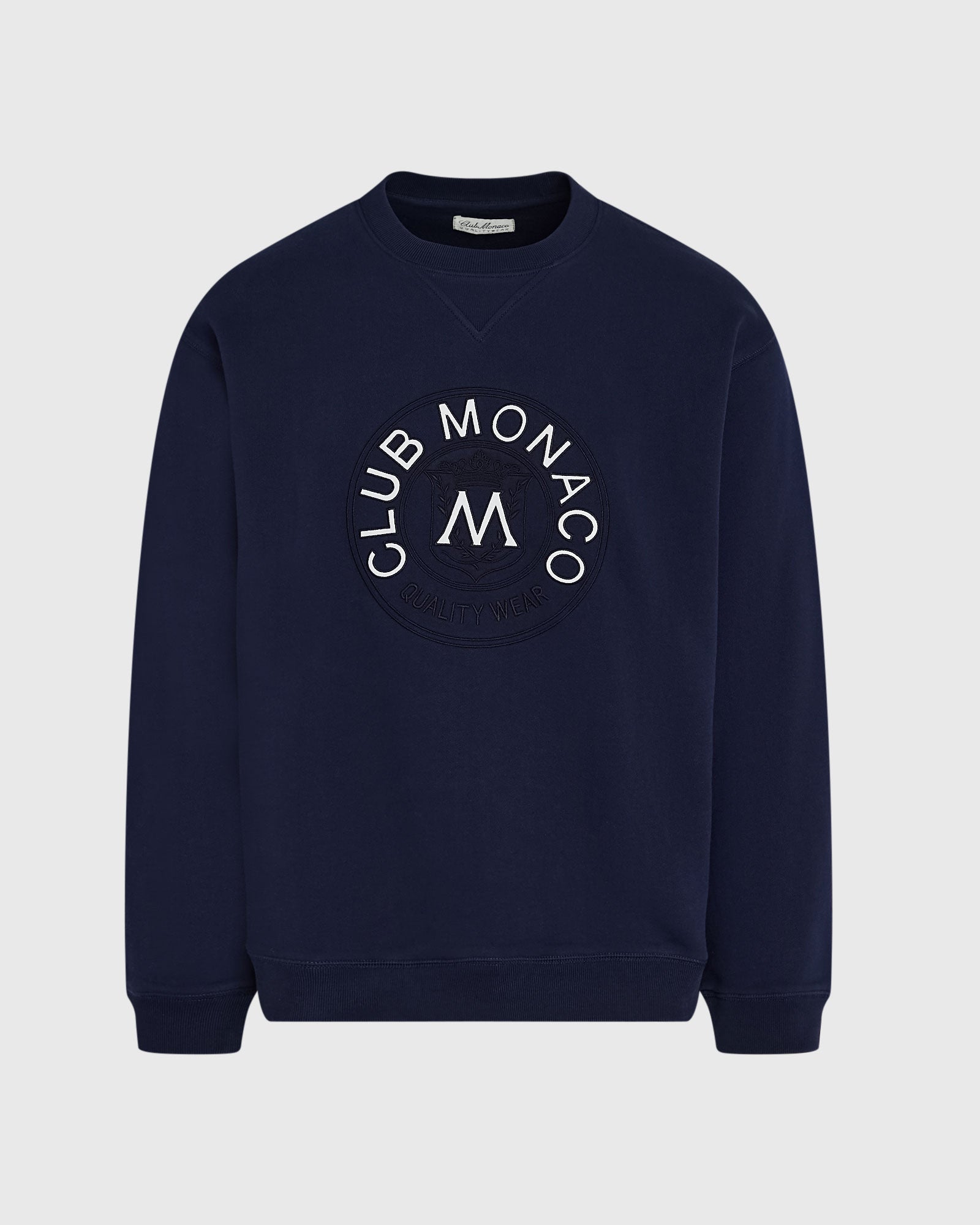 CLUB MONACO - Appliquéd Crest Crewneck - Navy