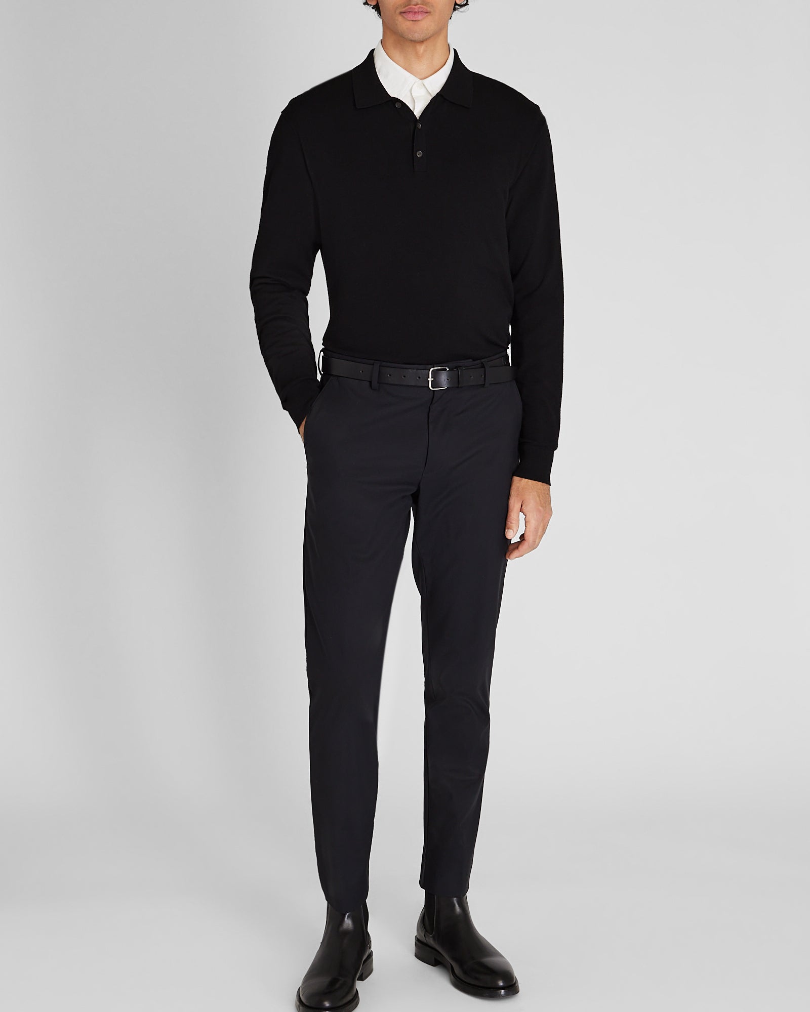 CLUB MONACO - Polo technique à manches longues - Noir