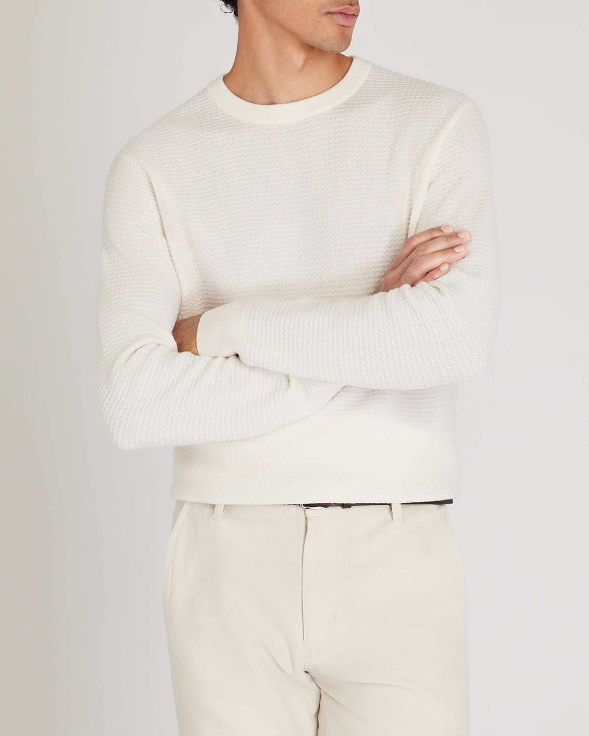 Men's Off White Long-Sleeve Refined Wool Sweater | Club Monaco Corp, CA US