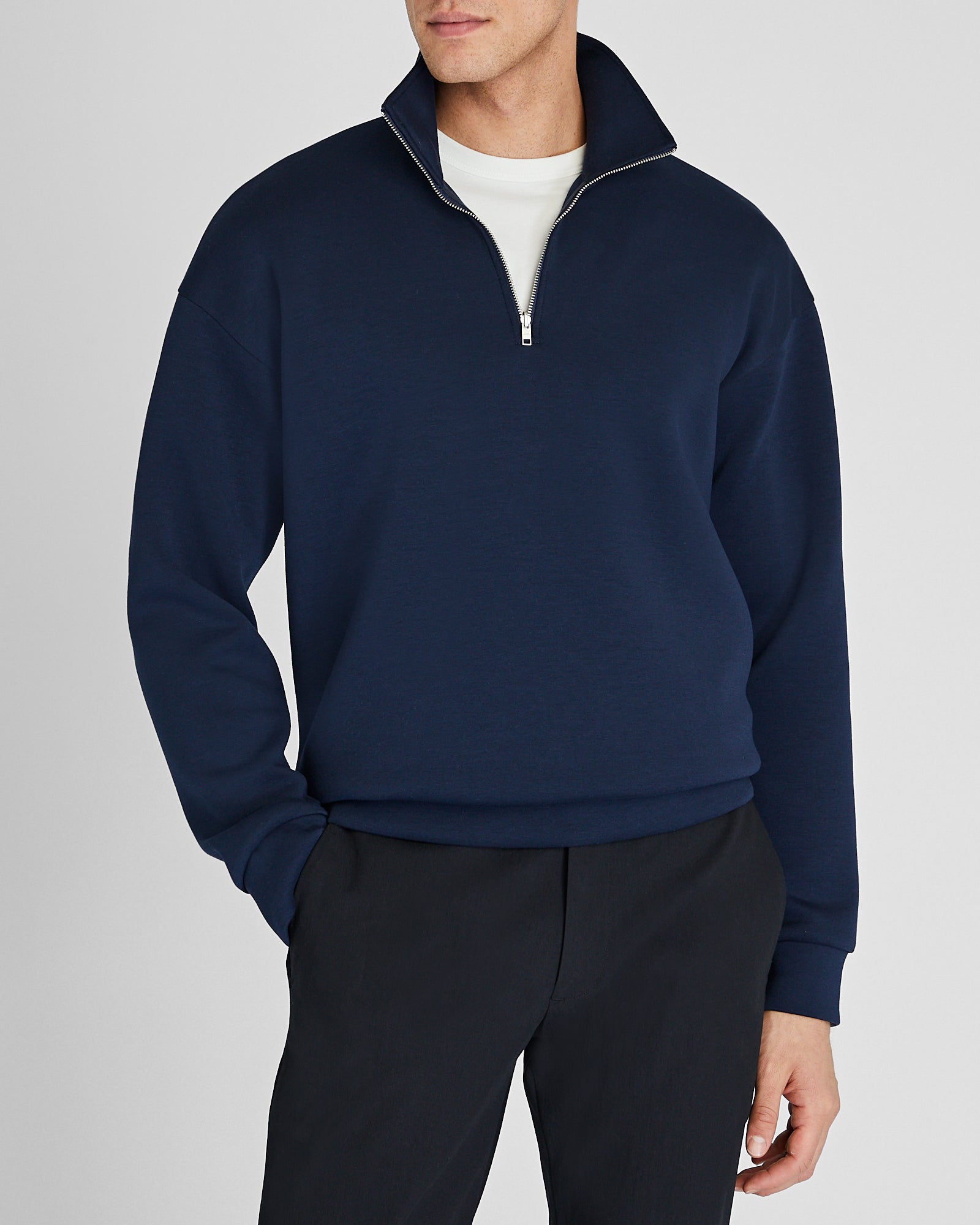 CLUB MONACO - Scuba Lounge Half-Zip Sweatshirt - True Navy
