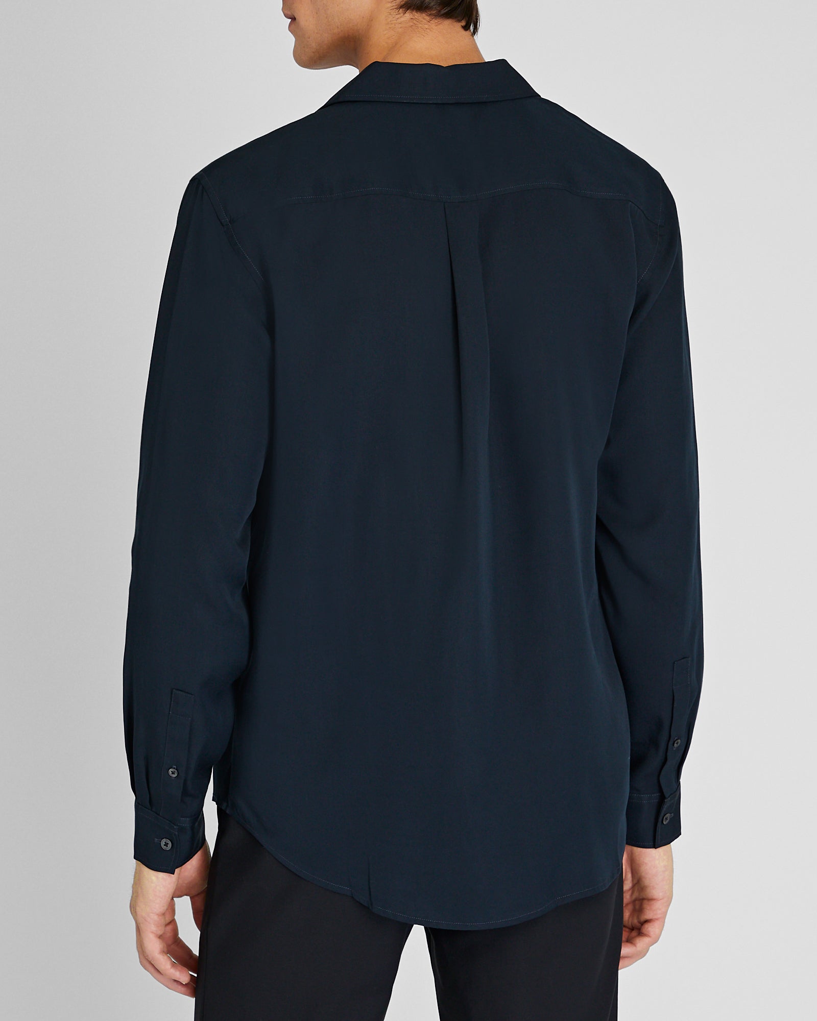 CLUB MONACO - Chemise classique en lyocell à manches longues - Bleu Foncé