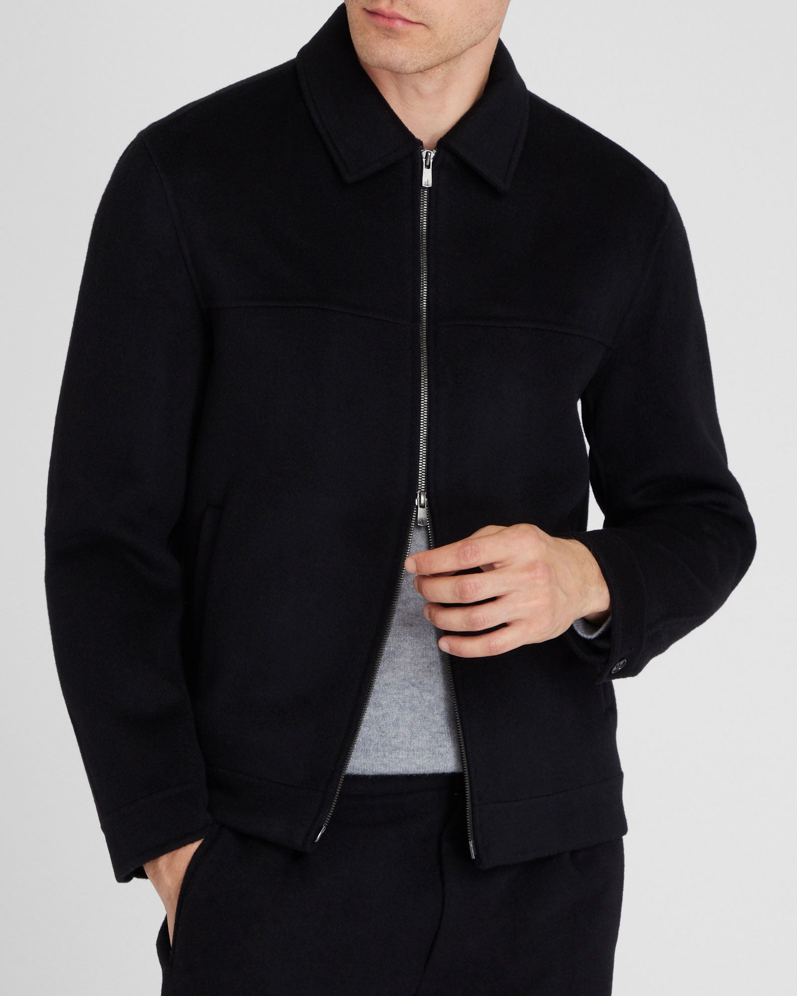 CLUB MONACO - Capsule Cashmere Blend Zip Jacket - Black