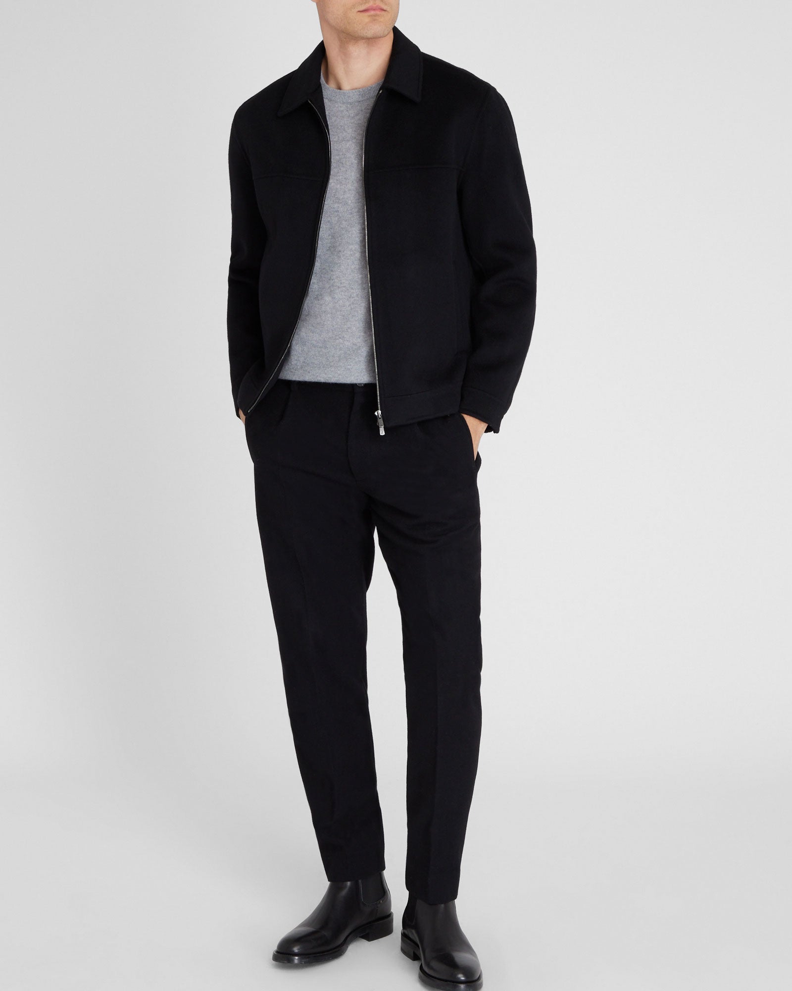 CLUB MONACO - Capsule Cashmere Blend Zip Jacket - Black