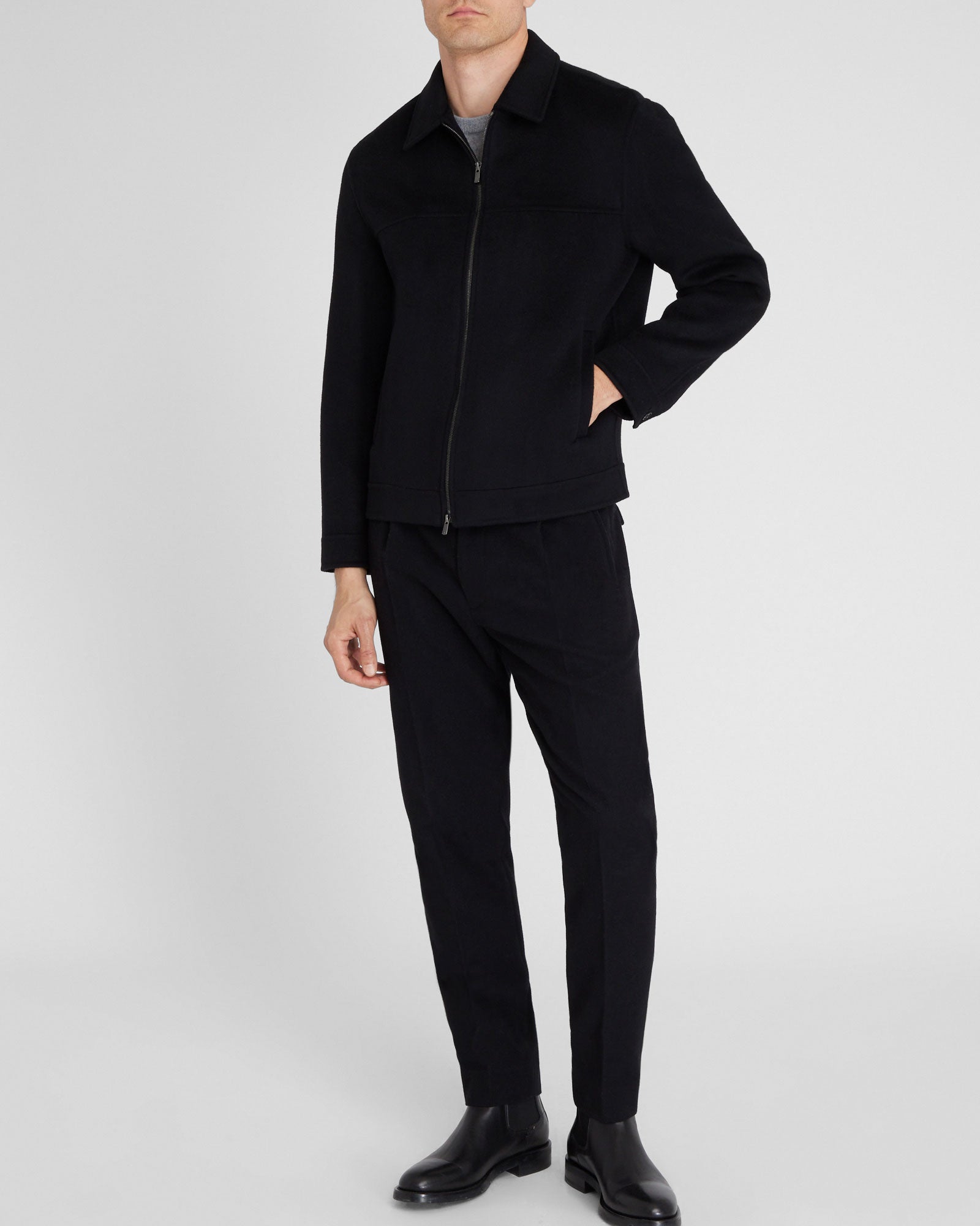 CLUB MONACO - Capsule Cashmere Blend Zip Jacket - Black