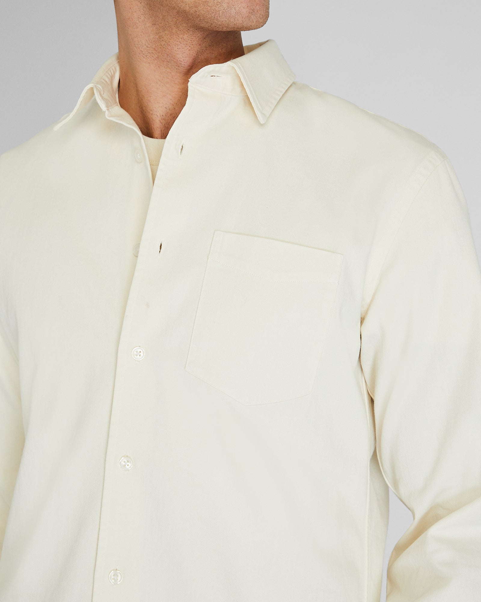 CLUB MONACO - Slim Clean Denim Shirt - Eggshell