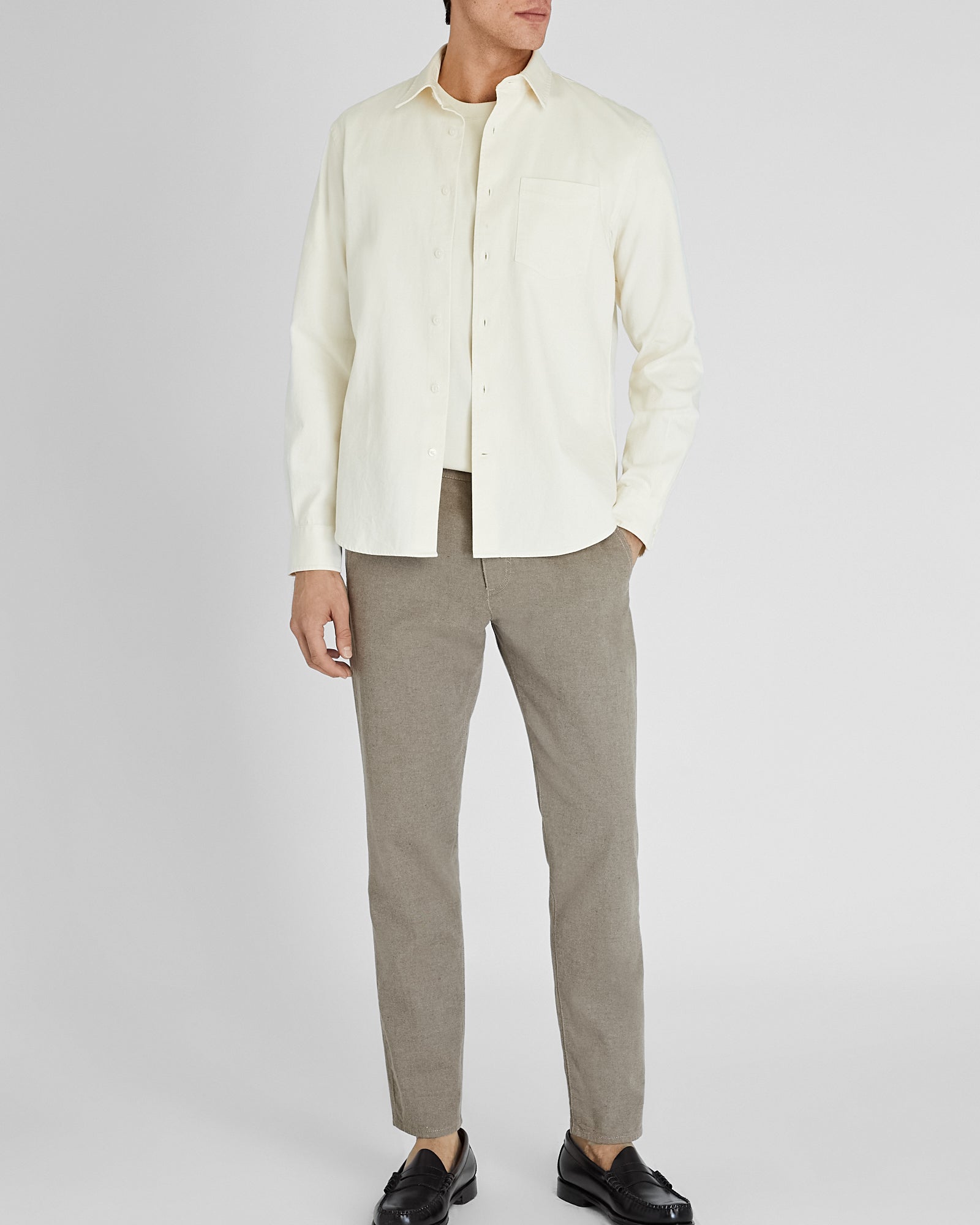 CLUB MONACO - Slim Clean Denim Shirt - Eggshell