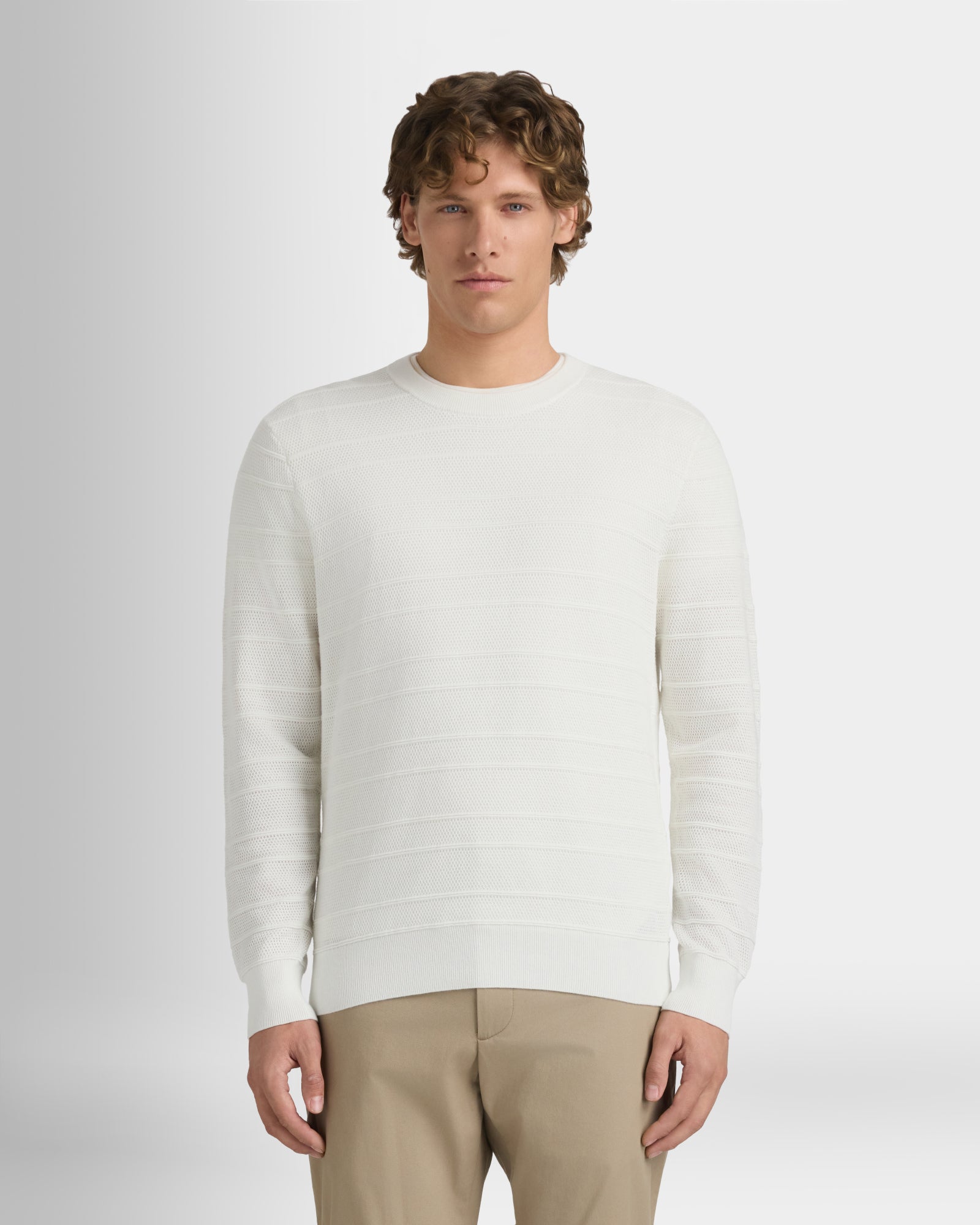 Club Monaco - Stitch Stripe Crew - Off White