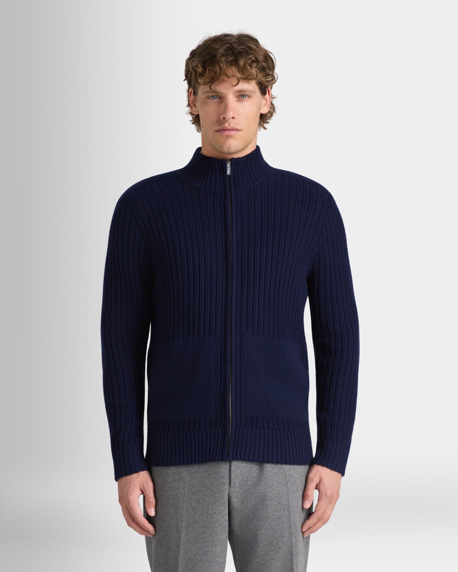 Club Monaco - Stitch Zip Cardigan - Navy