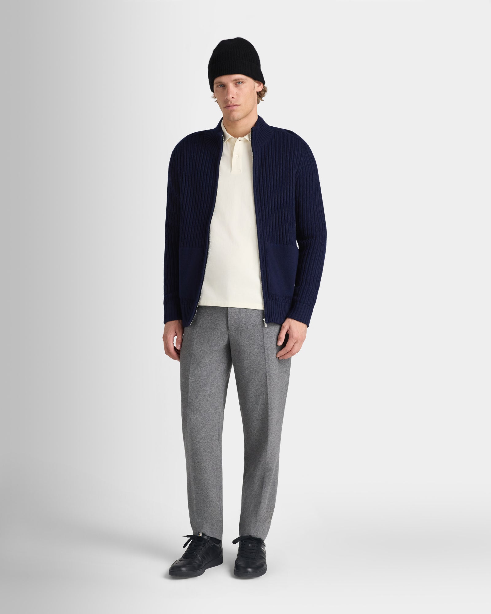 Club Monaco - Stitch Zip Cardigan - Navy