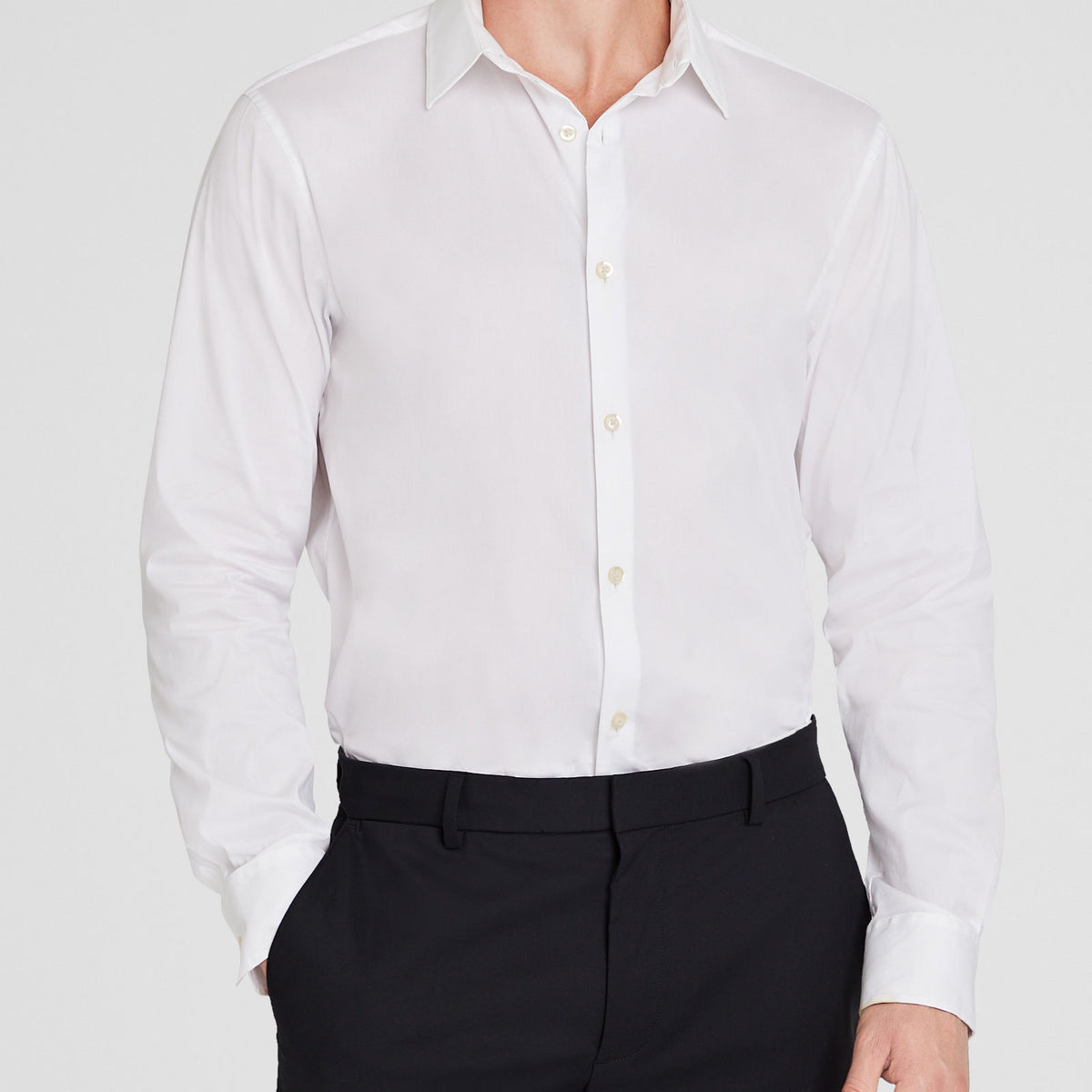 Men's White Stretch Poplin Dress Shirt