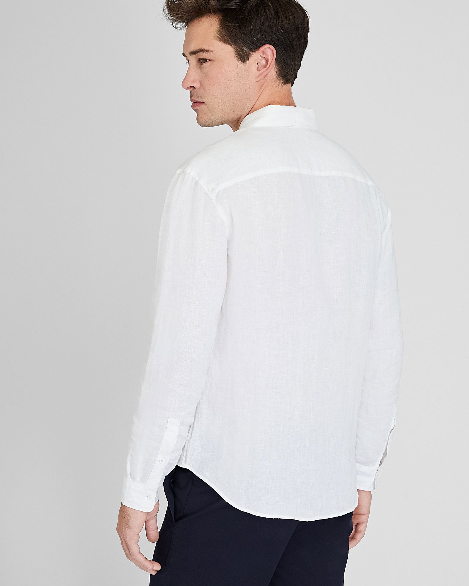 CLUB MONACO - Long-Sleeve Solid Linen Shirt - White