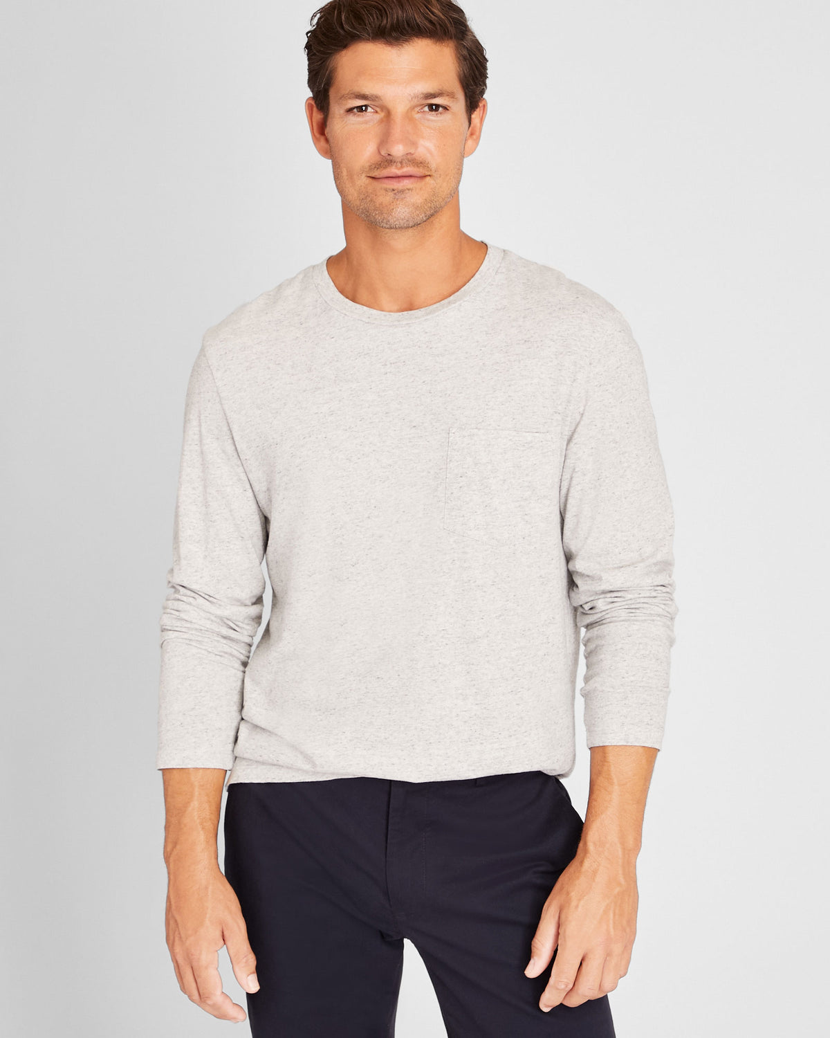 Club Monaco - T-shirt à col ras du cou et manches longues Williams - Gris Chiné