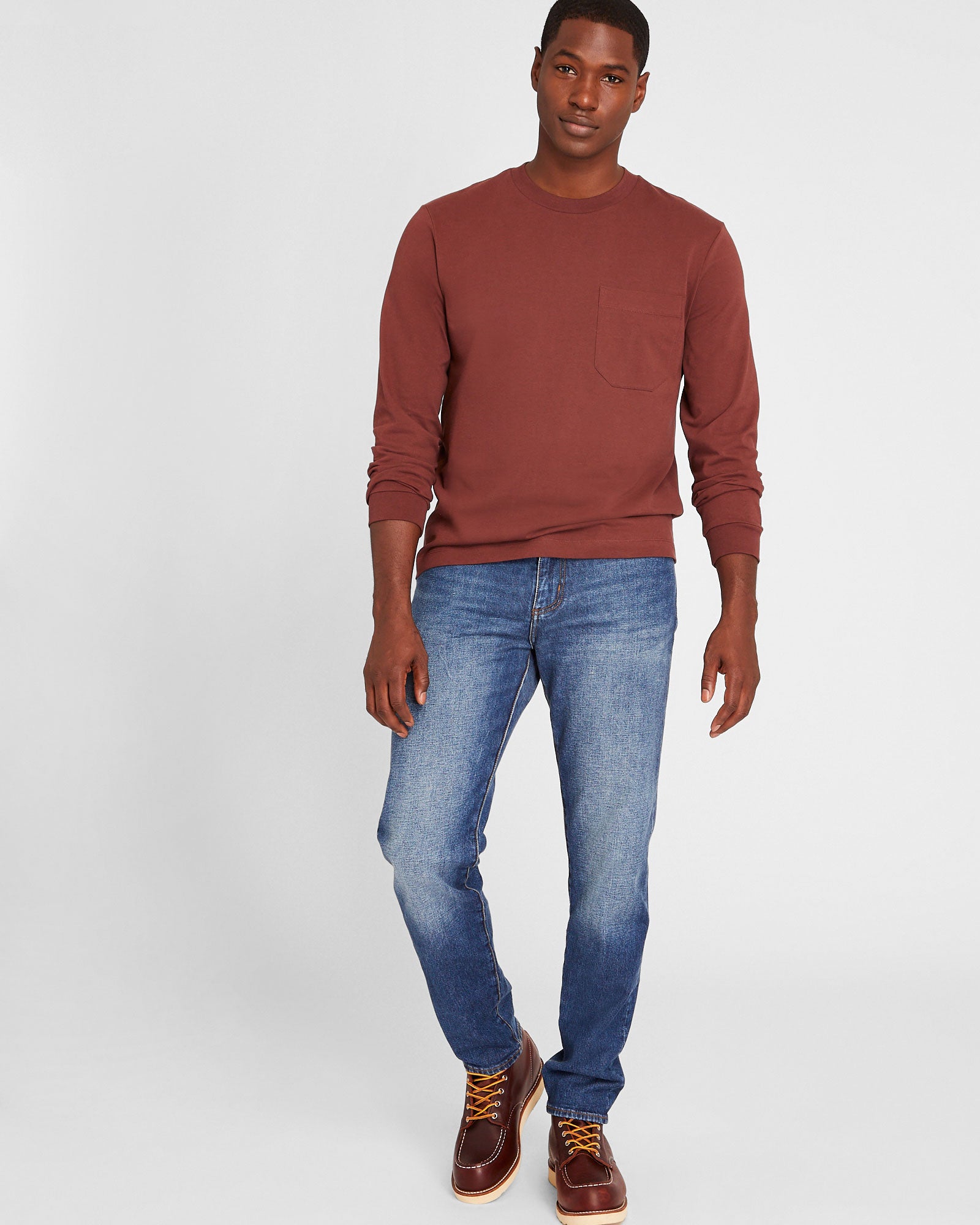CLUB MONACO - T-shirt décontracté manche longue - Bourgogne