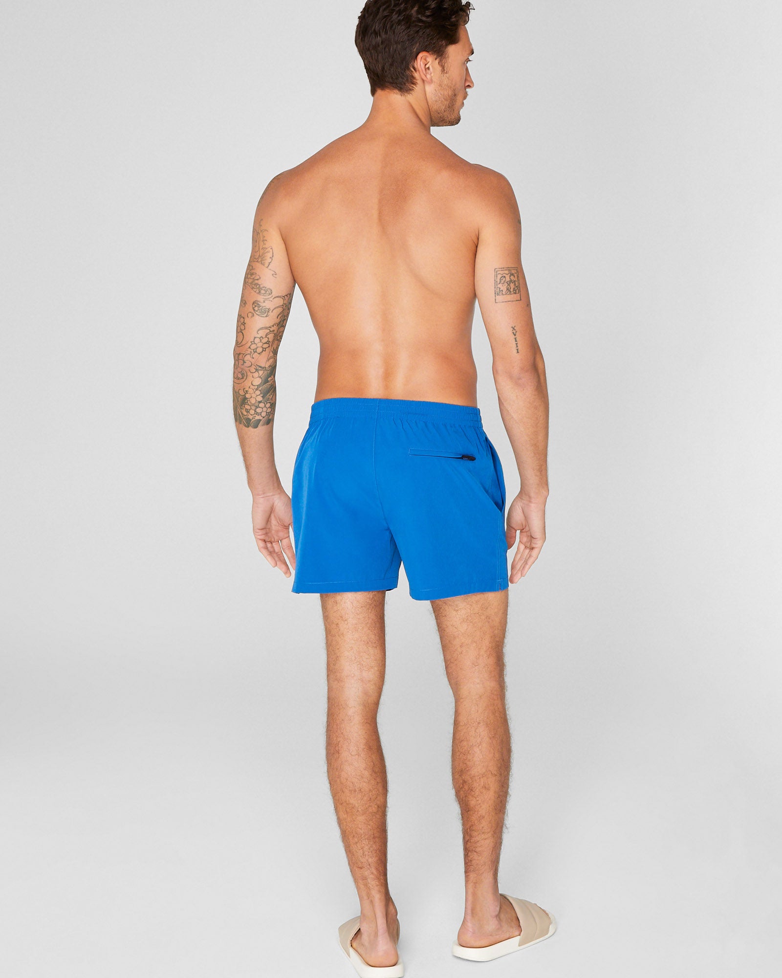 CLUB MONACO - Arlen Solid 4" Swim Trunk - Blue