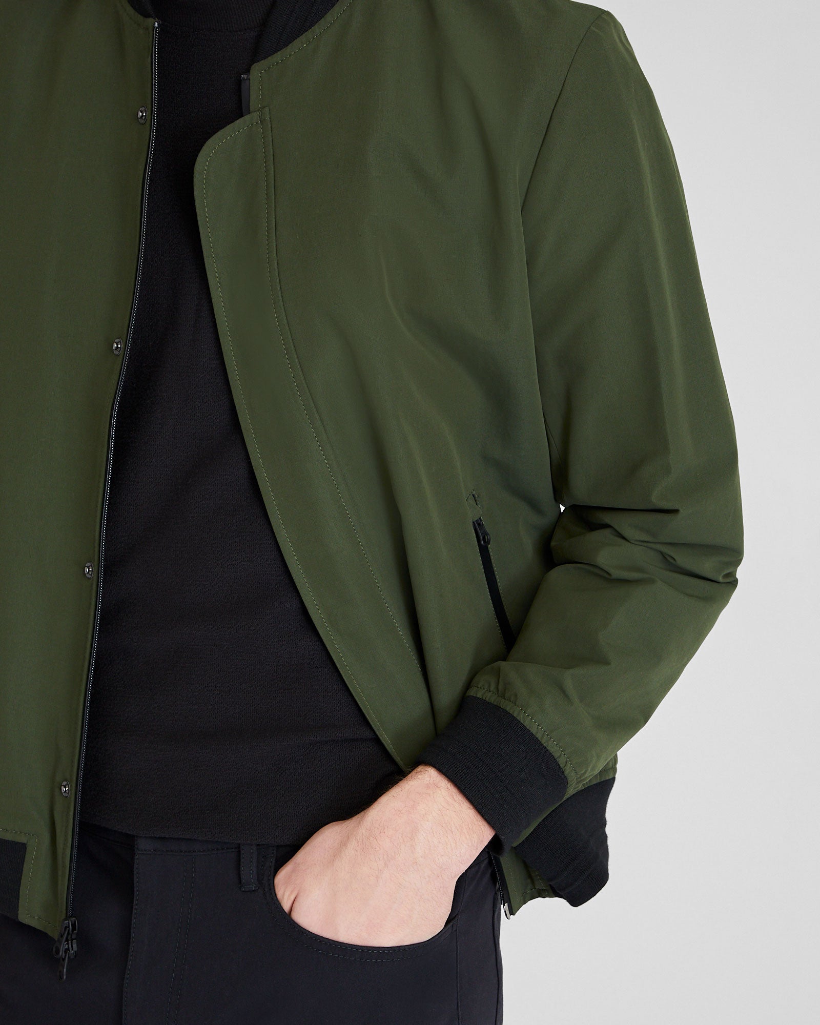 CLUB MONACO - Tech Bomber Jacket - Dark Green