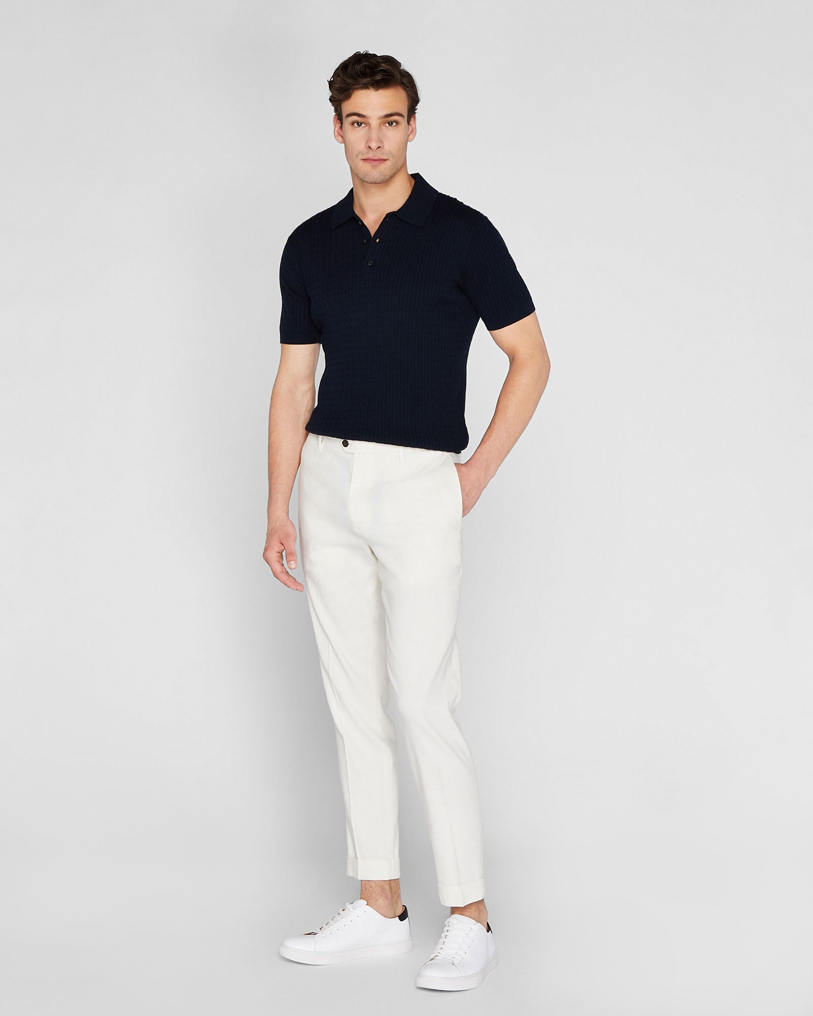 CLUB MONACO - Pantalon habillé Sutton en lin - Blanc