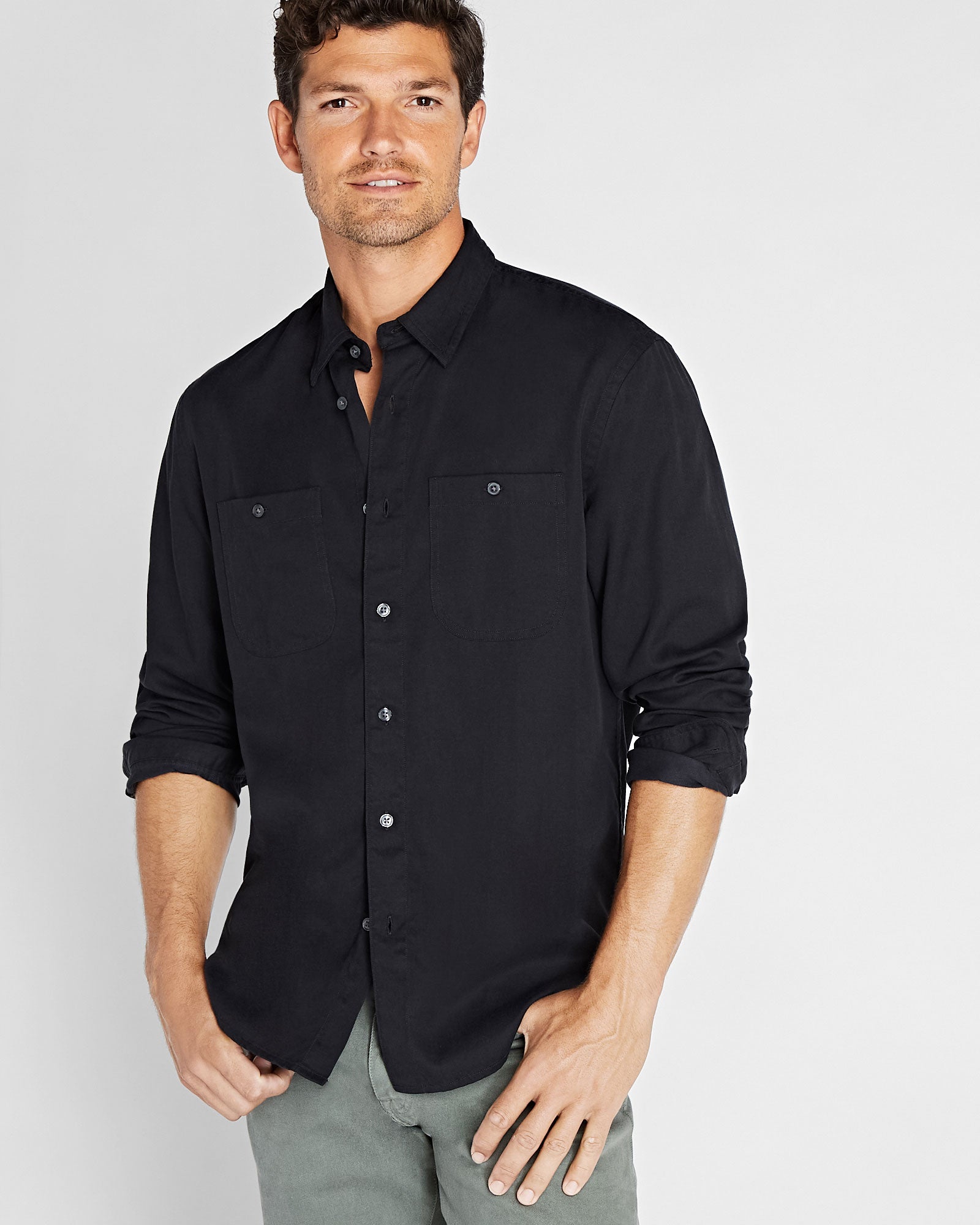 CLUB MONACO - Soft Twill Utility Shirt - Black
